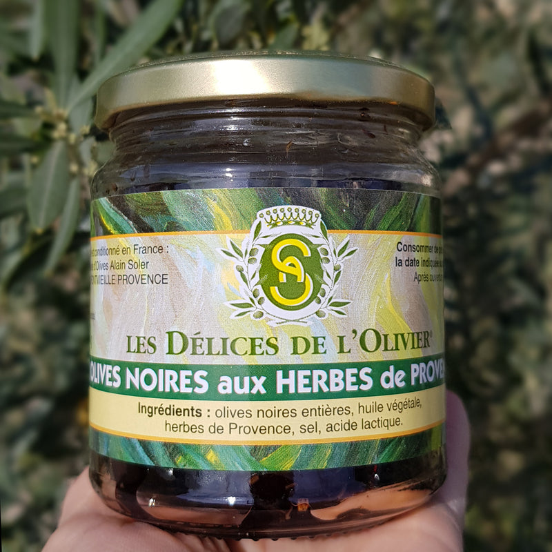 Olives noires aux herbes de Provence - 200 gr