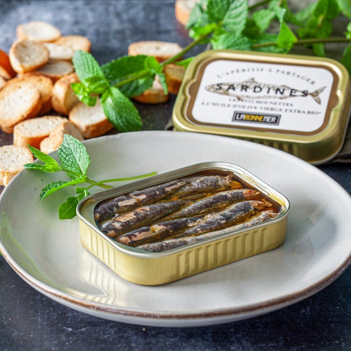 Petites sardines à l'huile d'olive extra vierge bio - 100 gr
